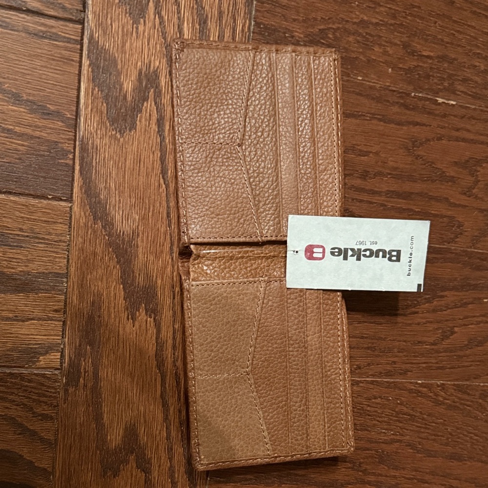 Buckle Tan Leather Wallet NWT
